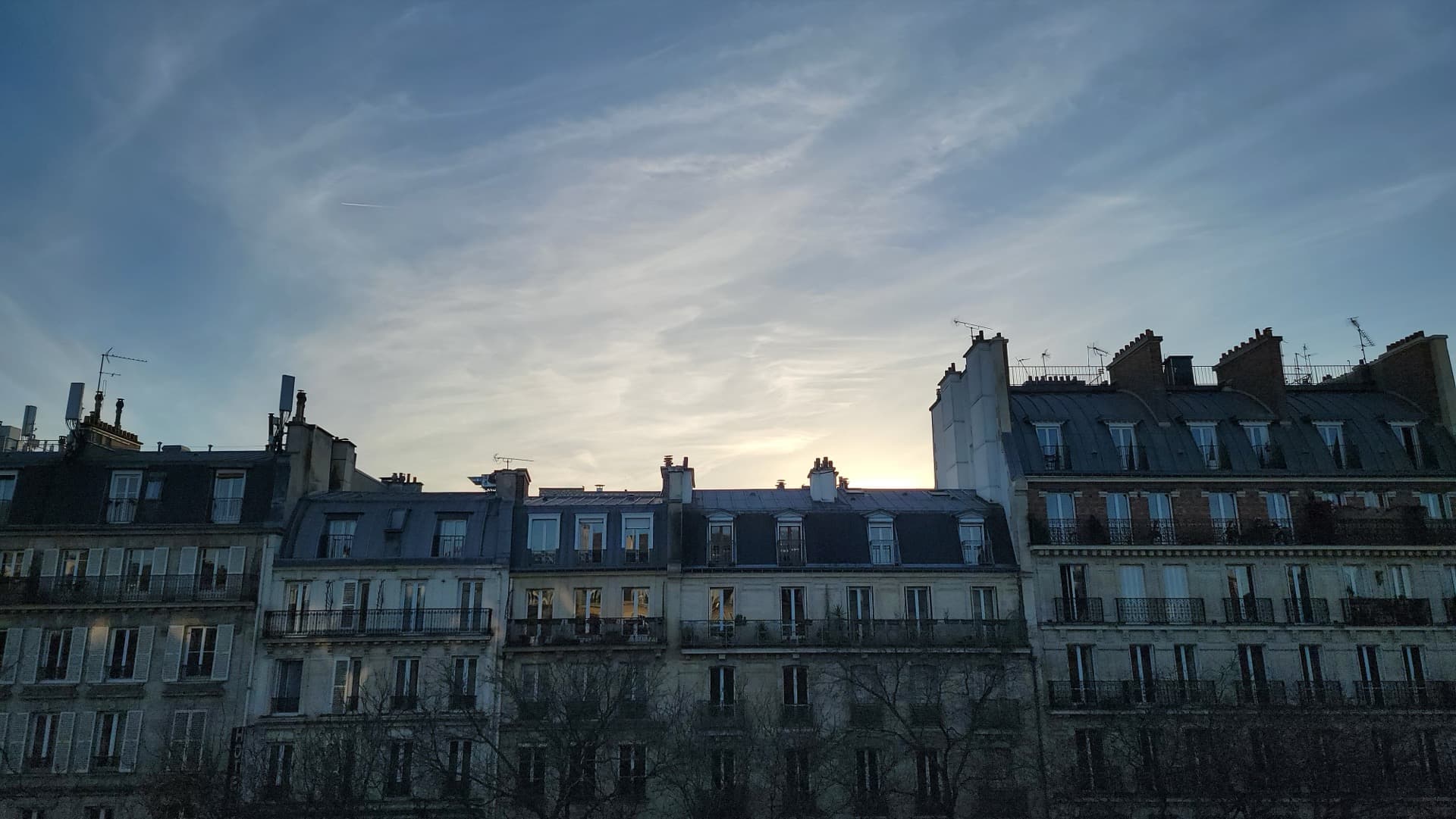 Haussmann rooftops at dusk